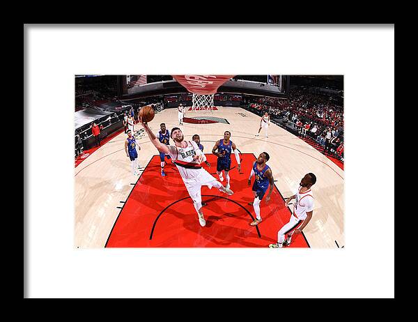 Jusuf Nurkić Framed Print featuring the photograph 2021 NBA Playoffs - Denver Nuggets v Portland Trail Blazers by Garrett Ellwood
