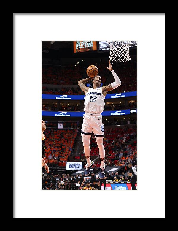Ja Morant Framed Print featuring the photograph 2021 NBA Playoffs - Memphis Grizzlies v Utah Jazz by Joe Murphy