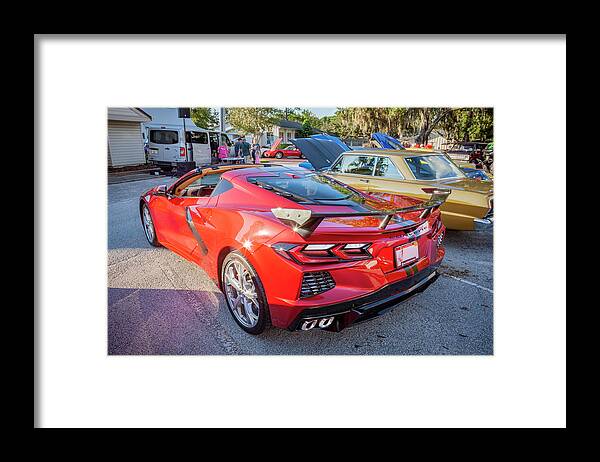 2021 Red Laguna Metallic Chevrolet Corvette C8 Framed Print featuring the photograph 2021 Red Chevrolet Corvette C8 X159 #2021 by Rich Franco