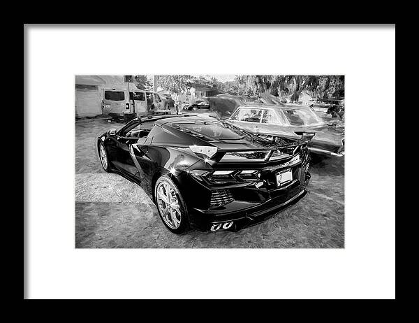 2021 Black Chevrolet Corvette C8 Framed Print featuring the photograph 2021 Black Chevrolet Corvette C8 X162 #2021 by Rich Franco
