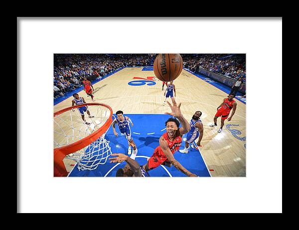 Scottie Barnes Framed Print featuring the photograph 2022 NBA Playoffs - Toronto Raptors v Philadelphia 76ers by Jesse D. Garrabrant
