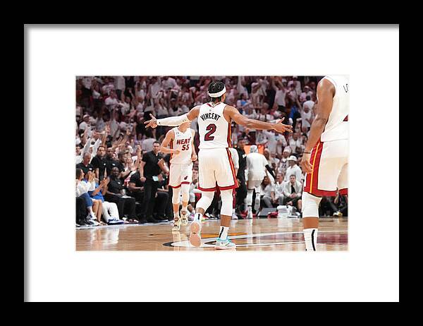 Playoffs Framed Print featuring the photograph 2023 NBA Playoffs - Boston Celtics v Miami Heat by Jesse D. Garrabrant