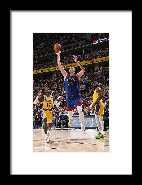Playoffs Framed Print featuring the photograph 2023 NBA Playoffs- Los Angeles Lakers v Denver Nuggets by Andrew D. Bernstein
