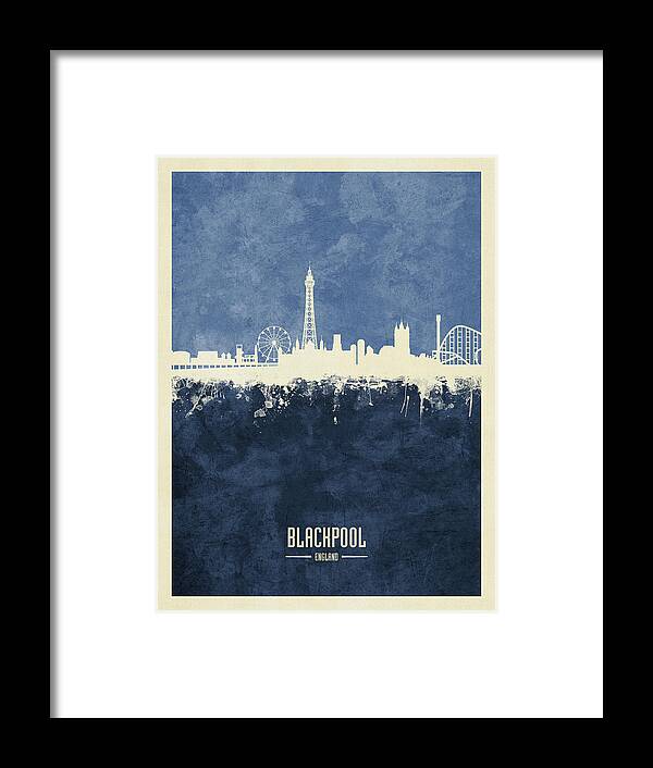 Blackpool Framed Print featuring the digital art Blackpool England Skyline #21 by Michael Tompsett