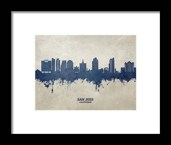 San Jose Framed Print featuring the digital art San Jose California Skyline #22 by Michael Tompsett