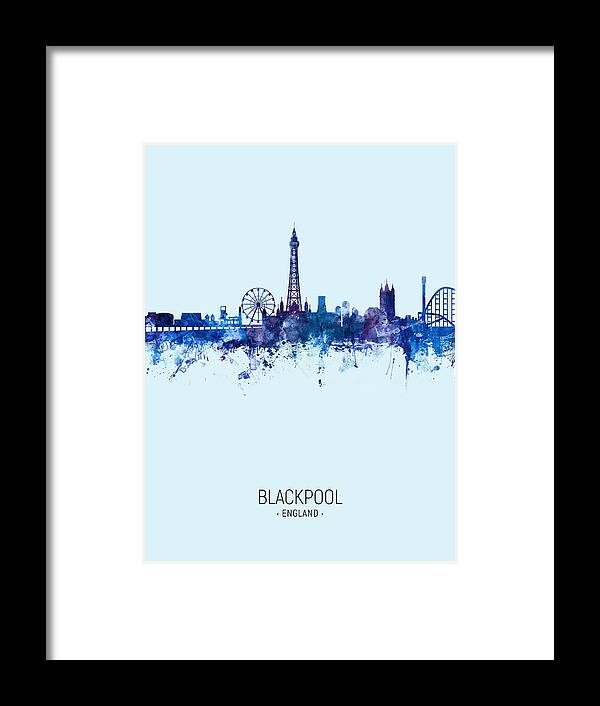 Blackpool Framed Print featuring the digital art Blackpool England Skyline #23 by Michael Tompsett