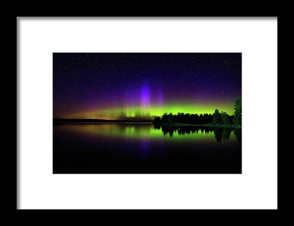Northern Lights Framed Print featuring the photograph Northern Lights over Boulder Lake #23 by Shixing Wen