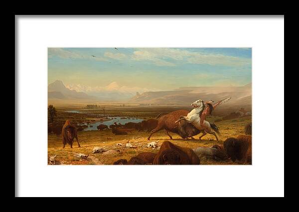 Last Framed Print featuring the painting The Last Of The Buffalo by Albert Bierstadt by Mango Art