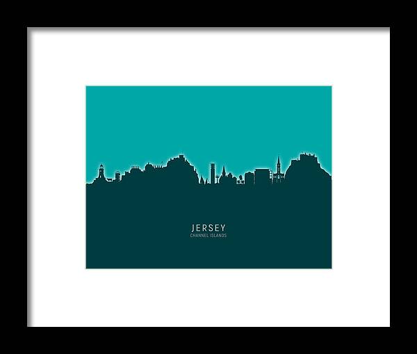 Jersey Framed Print featuring the digital art Jersey Channel Islands Skyline #24 by Michael Tompsett
