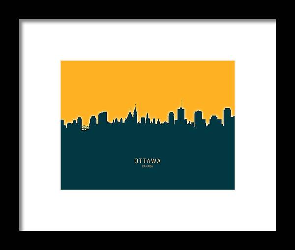 Ottawa Framed Print featuring the digital art Ottawa Canada Skyline #24 by Michael Tompsett