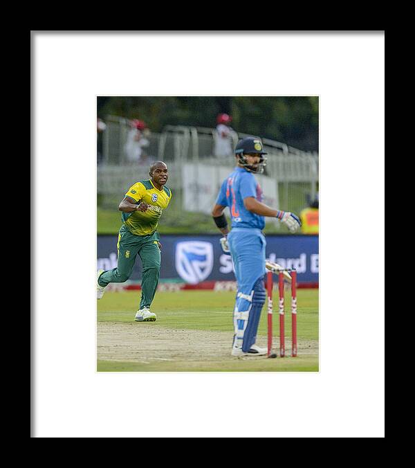 International Match Framed Print featuring the photograph South Africa v India - T20 International #24 by Gallo Images
