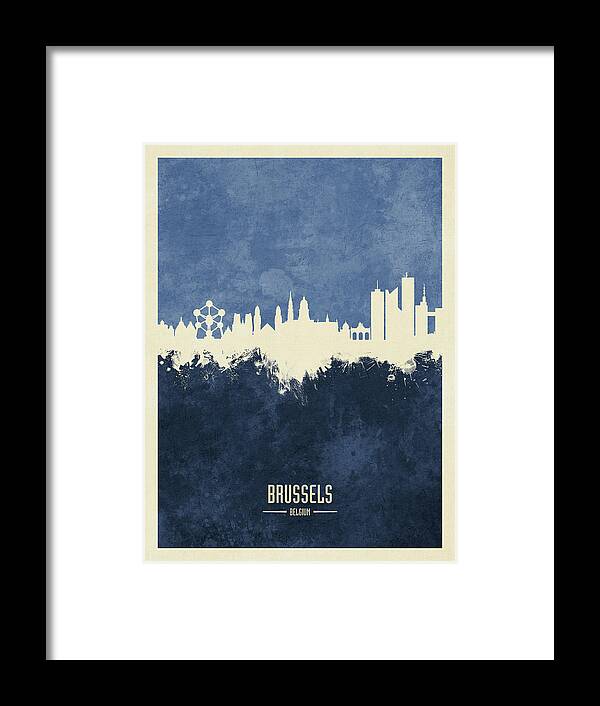 Brussels Framed Print featuring the digital art Brussels Belgium Skyline #25 by Michael Tompsett