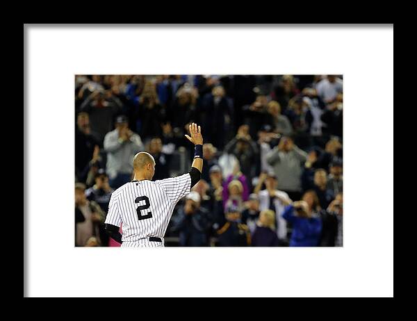 Ninth Inning Framed Print featuring the photograph Derek Jeter #25 by Al Bello