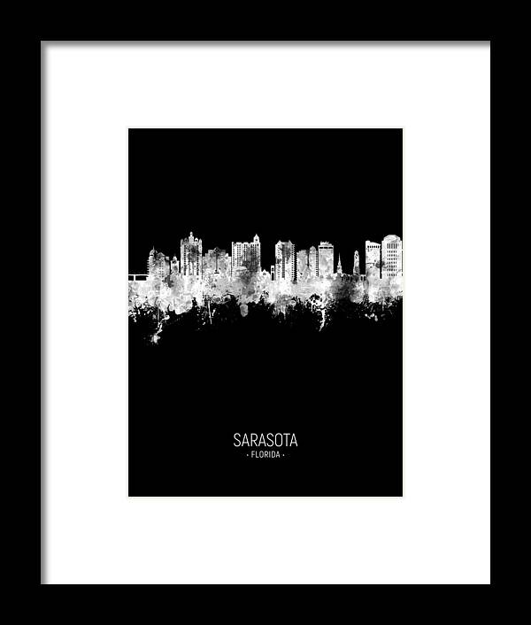 Sarasota Framed Print featuring the digital art Sarasota Florida Skyline #25 by Michael Tompsett