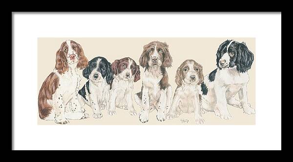 Sporting Group Framed Print featuring the mixed media English Springer Spaniel Puppies by Barbara Keith
