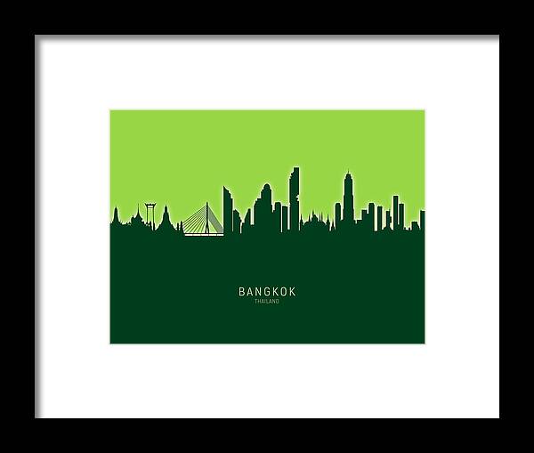 Bangkok Framed Print featuring the digital art Bangkok Thailand Skyline #28 by Michael Tompsett