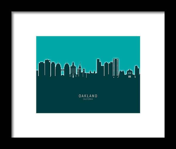 Oakland Framed Print featuring the digital art Oakland California Skyline #29 by Michael Tompsett
