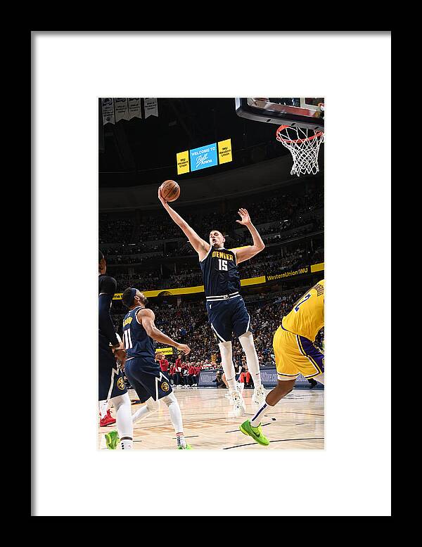 Playoffs Framed Print featuring the photograph 2023 NBA Playoffs - Los Angeles Lakers v Denver Nuggets by Andrew D. Bernstein