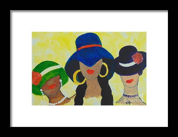 Women Framed Print featuring the painting 3 Amigas by Saundra Johnson