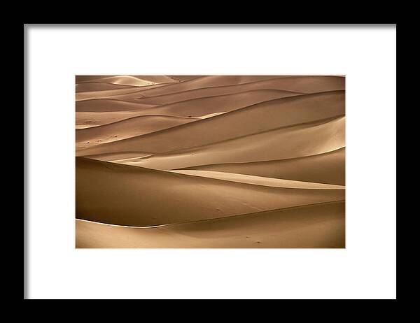 Desert Framed Print featuring the photograph Background with of sandy dunes in desert by Mikhail Kokhanchikov
