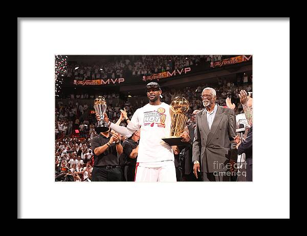 Playoffs Framed Print featuring the photograph Bill Russell and Lebron James by Nathaniel S. Butler