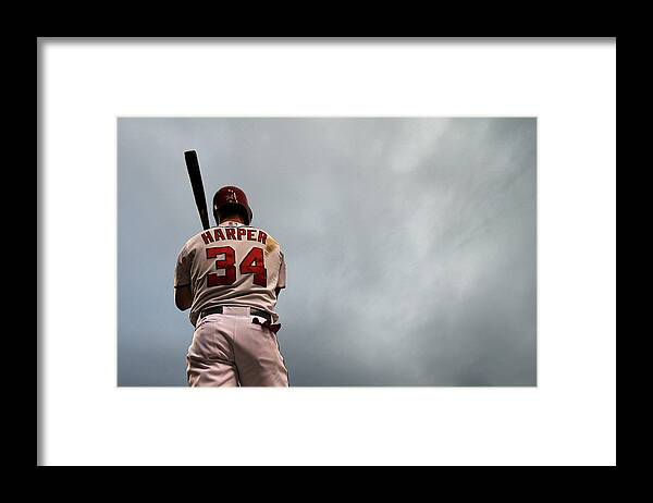 Three Quarter Length Framed Print featuring the photograph Bryce Harper by Patrick Smith