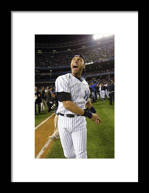 People Framed Print featuring the photograph Derek Jeter by Ezra Shaw