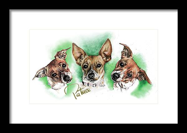 Watercolour Painting By Patrice Framed Print featuring the painting 3 Faces of Foxy by Patrice Clarkson