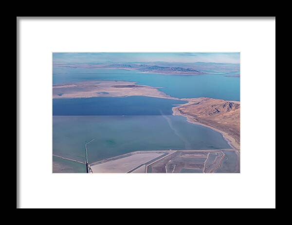 Geography Framed Print featuring the photograph Flying Over Pyramid Lake Near Reno Nevada #3 by Alex Grichenko