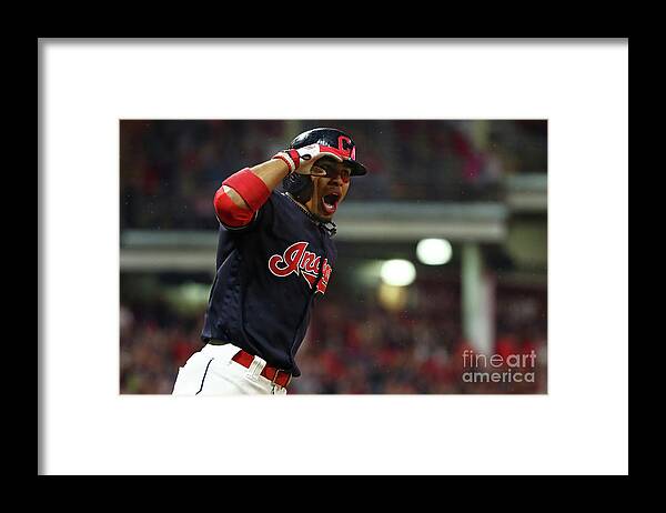 Game Two Framed Print featuring the photograph Francisco Lindor by Gregory Shamus