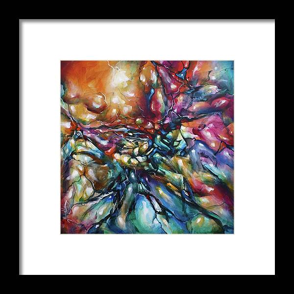 Abstract Framed Print featuring the painting Gravity #3 by Michael Lang