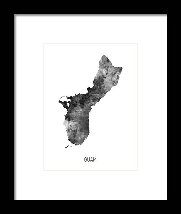Guam Framed Print featuring the digital art Guam Watercolor Map #3 by Michael Tompsett