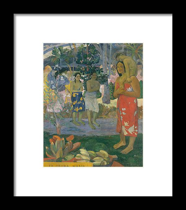 Paul Gauguin Framed Print featuring the painting Ia Orana Maria by Paul Gauguin by Mango Art