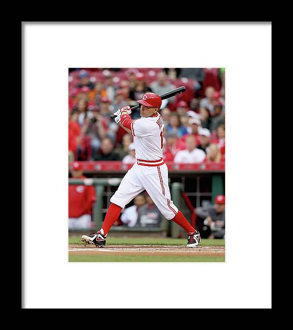 Great American Ball Park Framed Print featuring the photograph Joey Votto #3 by Andy Lyons