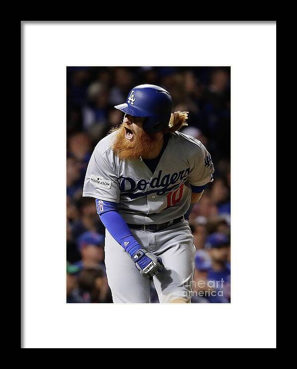 Three Quarter Length Framed Print featuring the photograph Justin Turner by Jamie Squire
