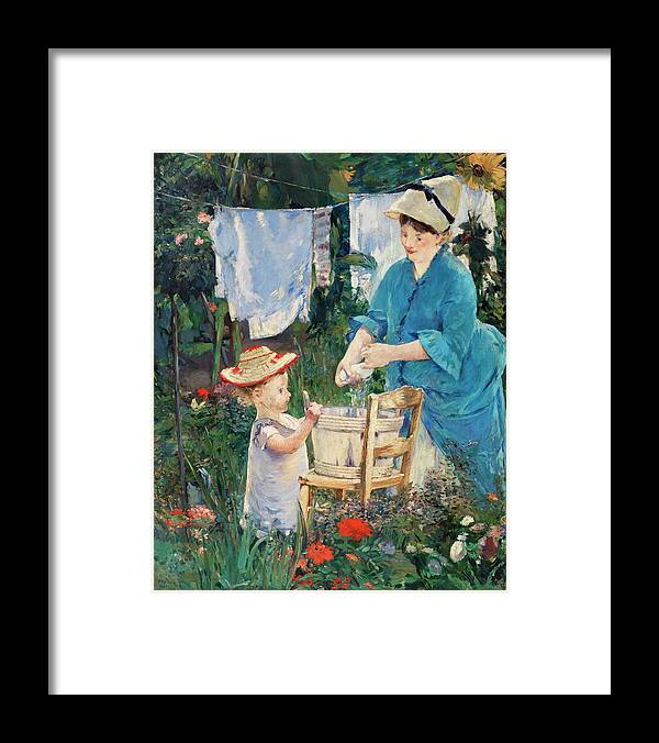 Laundry Framed Print featuring the painting Laundry by Edouard Manet by Mango Art
