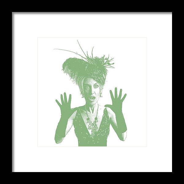 Horizontal Framed Print featuring the drawing Mature woman with shocked expression #3 by GeorgePeters