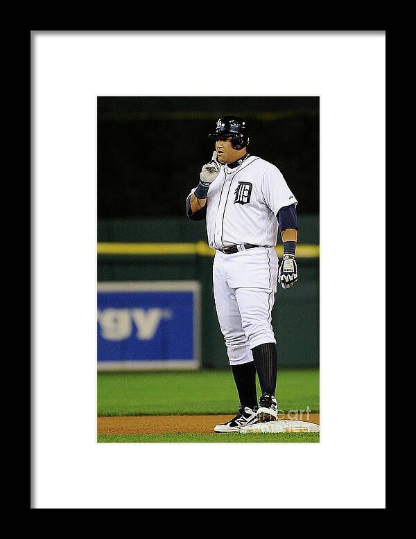 American League Baseball Framed Print featuring the photograph Miguel Cabrera by Kevork Djansezian