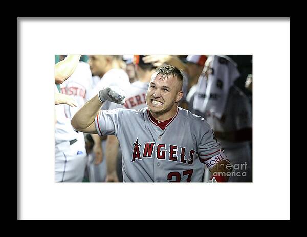People Framed Print featuring the photograph Mike Trout #3 by Rob Carr