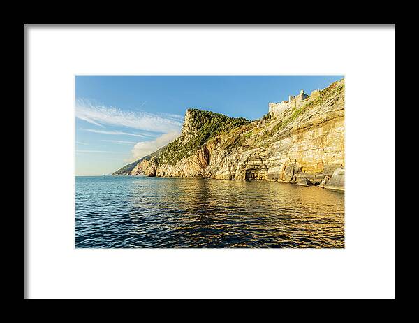 Cinque Terre Framed Print featuring the photograph Panorama of Byron's Grotto #3 by Fabiano Di Paolo