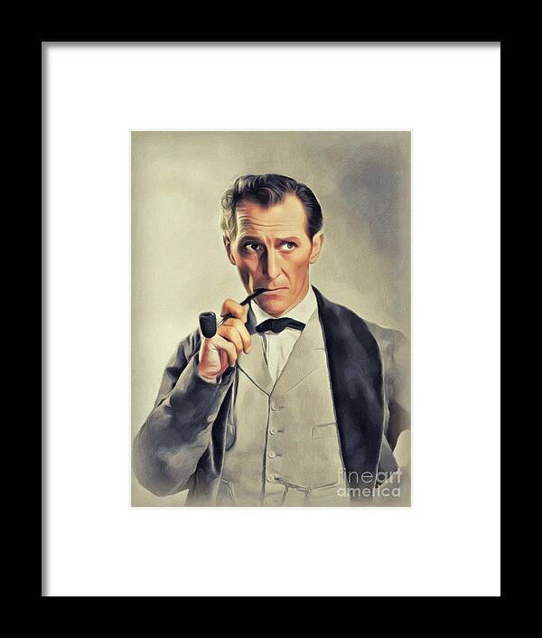 Peter Framed Print featuring the painting Peter Cushing as Sherlock Holmes #3 by Esoterica Art Agency