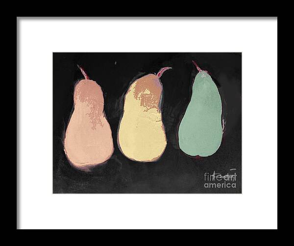 Pears Framed Print featuring the mixed media 3 Season Pears - abstract painting by Vesna Antic by Vesna Antic