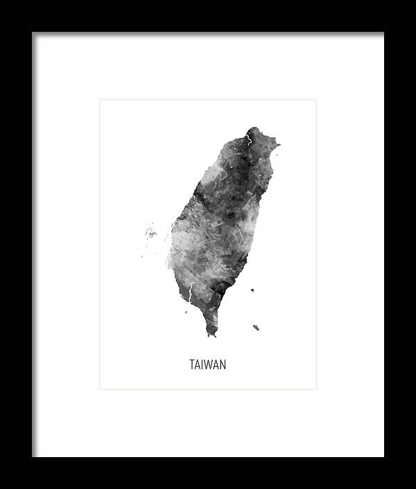 Taiwan Framed Print featuring the digital art Taiwan Watercolor Map #3 by Michael Tompsett