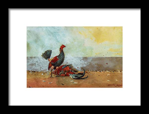 American Artists Framed Print featuring the painting The Cock Fight #3 by Winslow Homer