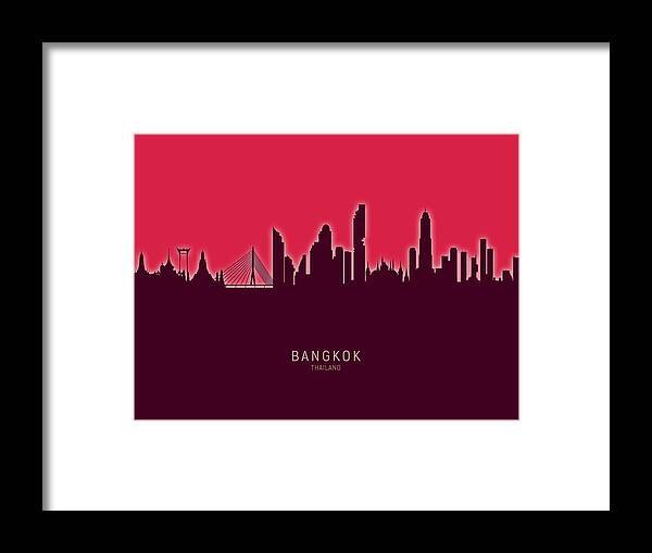 Bangkok Framed Print featuring the digital art Bangkok Thailand Skyline #31 by Michael Tompsett