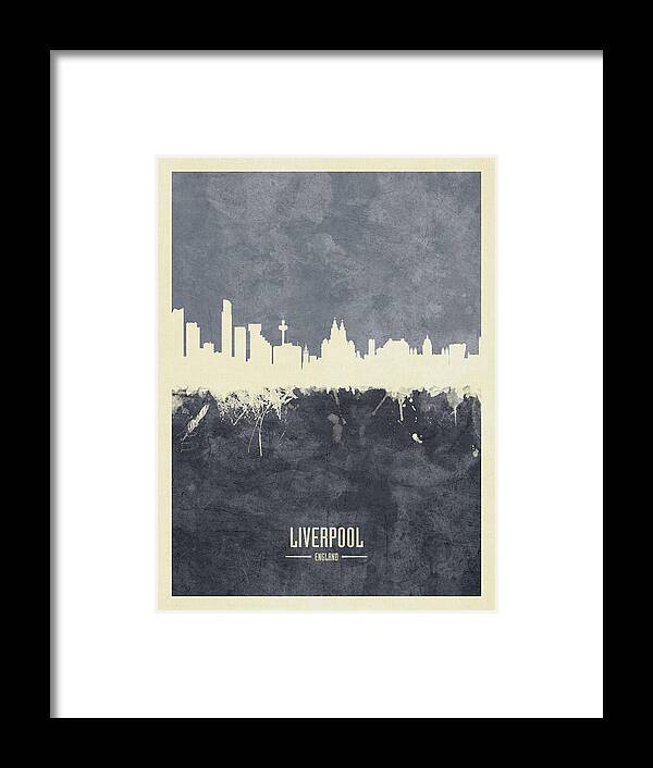 Liverpool Framed Print featuring the digital art Liverpool England Skyline #31 by Michael Tompsett