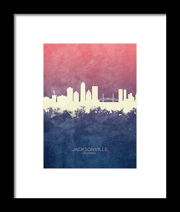 Jacksonville Framed Print featuring the digital art Jacksonville Florida Skyline #32 by Michael Tompsett