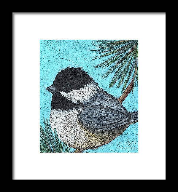 Bird Framed Print featuring the painting 33 Chickadee by Victoria Page