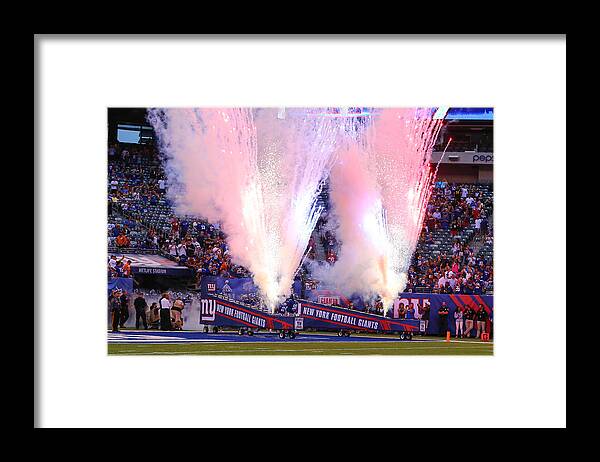 Firework Display Framed Print featuring the photograph NFL: AUG 11 Preseason - Steelers at Giants #33 by Icon Sportswire