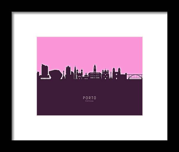 Porto Framed Print featuring the digital art Porto Portugal Skyline #33 by Michael Tompsett